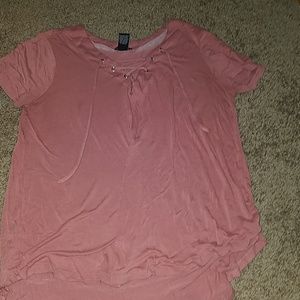 Pink lace up top